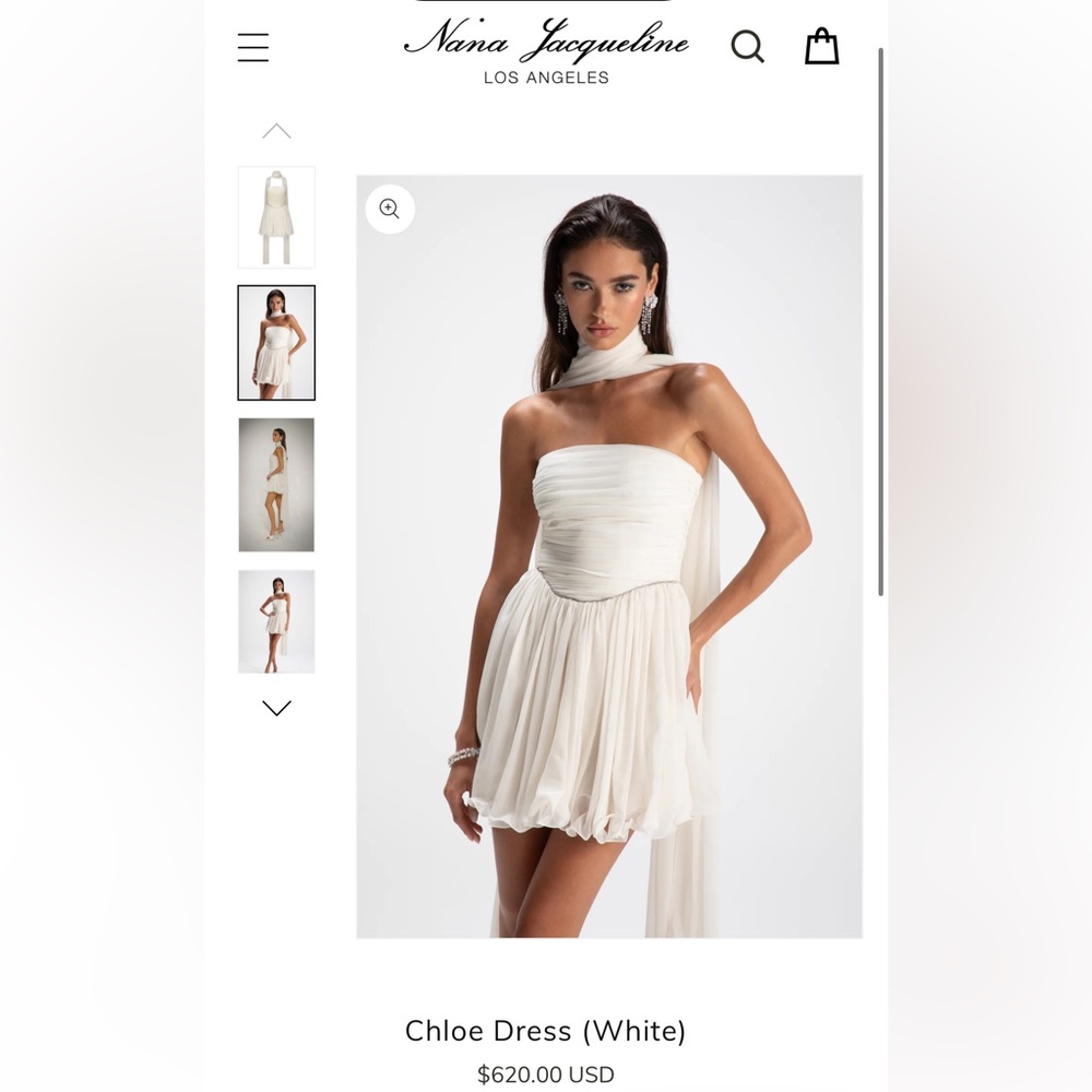 Nana Jacqueline White Chloe dress with neck scarf